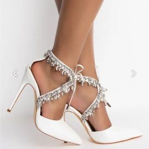 AZALEA WANG All Dolled Up - White Diamond Bridal Heels